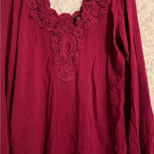 Rue21 Burgundy Lace Detail Women's Blouse